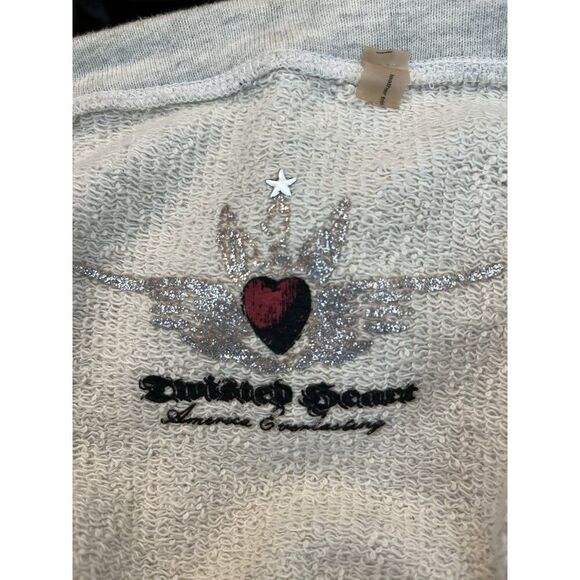 Twisted Heart Medium Oatmeal Fleece Tunic Mini Dress Leather Trim Boho Festival - Picture 5 of 5